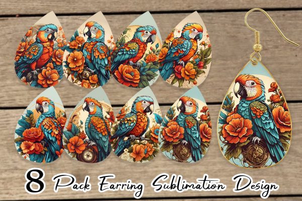Earring Teardrop Parrot and Flower Sale