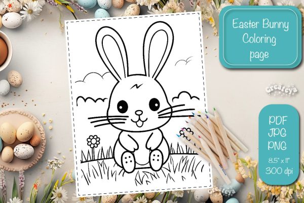 Easter Bunny Coloring pages Coloring printable coloring sheet Hot on Sale