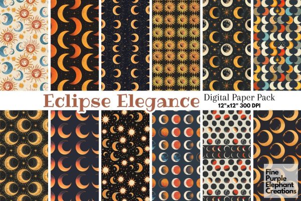 Total Solar Eclipse Digital Paper | Cosmic Celestial Event Cheap