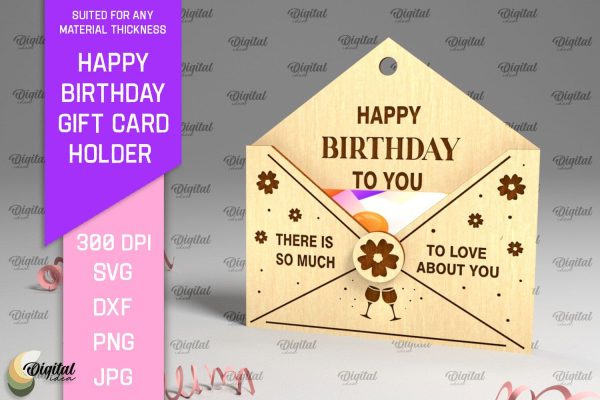 Happy Birthday SVG. Gift Card Holder Laser Cut Online Hot Sale