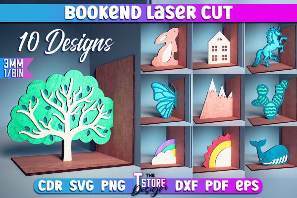 Bookend Laser Cut | Book Laser Cut Design | CNC Files Sale
