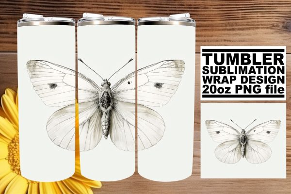 Spring Serenity: Butterfly Sublimation Tumbler Wrap - 20oz Cheap