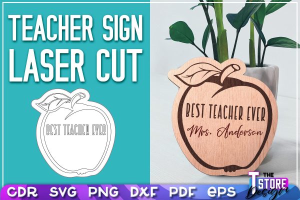 Teacher Sign Laser Cut | Teacher Gift Design | CNC Files on Sale