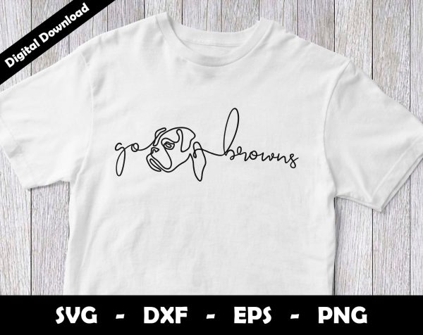 Go Browns SVG Cut File, Browns One line drawing SVG Design, Browns Football Mascot Online now