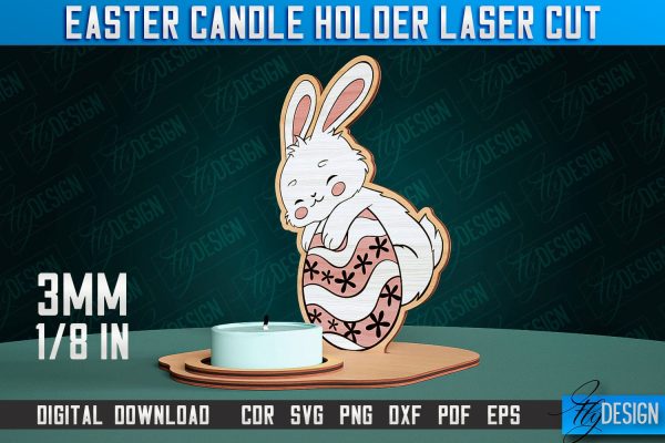 Easter Candle Holder Laser Cut | Happy Easter | CNC File For Sale