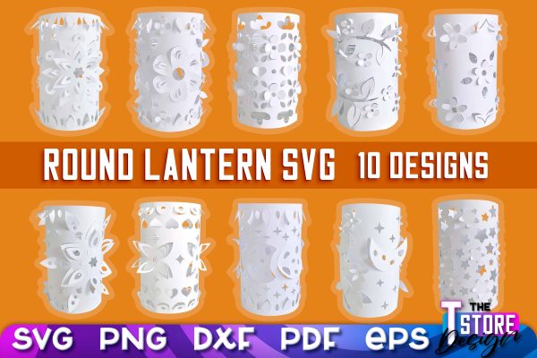 Round Lantern Papercut SVG | Paper Lantern SVG | Night Light Design Supply