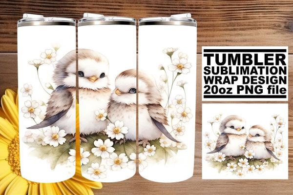 Whimsical Avian Tumbler Design Supply