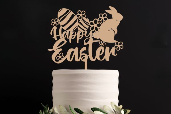 Happy Easter Cake Topper Laser Cut| Easter Bunny SVG on Sale