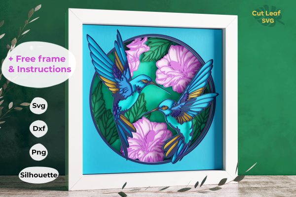 3d Hummingbird Shadow Box SVG - Hibiscus svg, Hawaiian svg, Bird svg, Flowers svg, svg file for cricut, for Silhouette, layered svg For Cheap