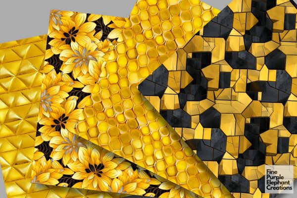 Yellow Glam Digital Paper | Luxury Glitter Art Deco Cheap - Image 3