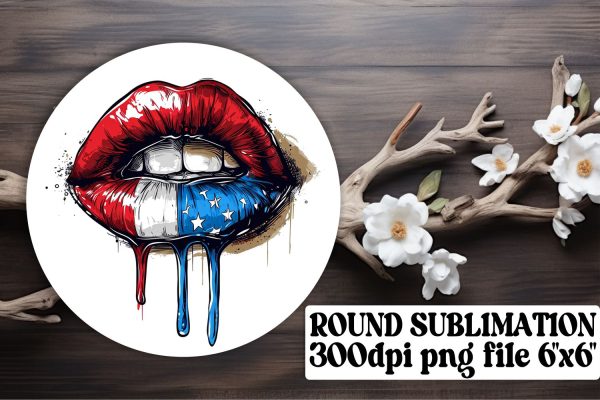 American Flag Lips Circle & Keychain Set Fashion
