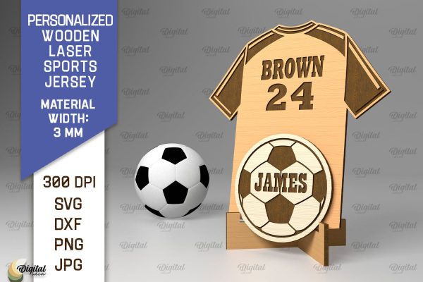 Customized Engraved Wood Football Player Sports Jersey Sign Fashion