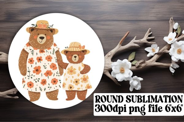 Watercolor Mama Bear Sublimation Art Supply
