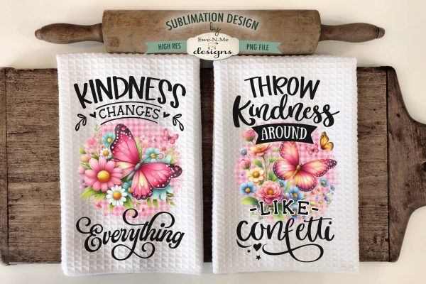 Kindness Butterfly Kitchen Towel Sublimation Design Online