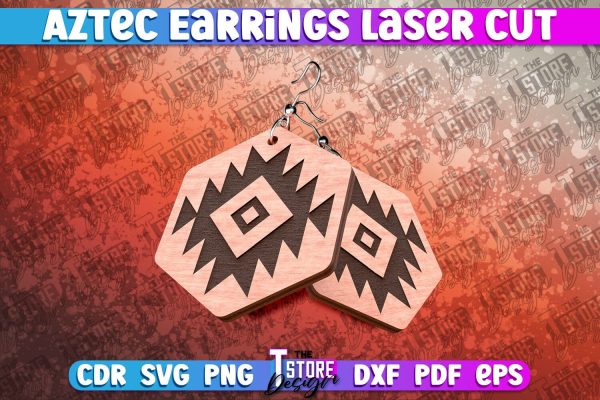 Aztec Earrings Laser Cut | Accessories Laser Cut SVG Design on Sale