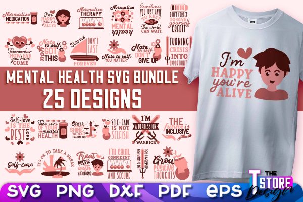 Mental Health SVG | Motivational Quotes Design | Funny SVG v.2 Sale