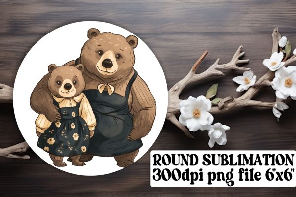 Watercolor Mama Bear Keychain Design, Sweet Mother s Day Artwork For Sale