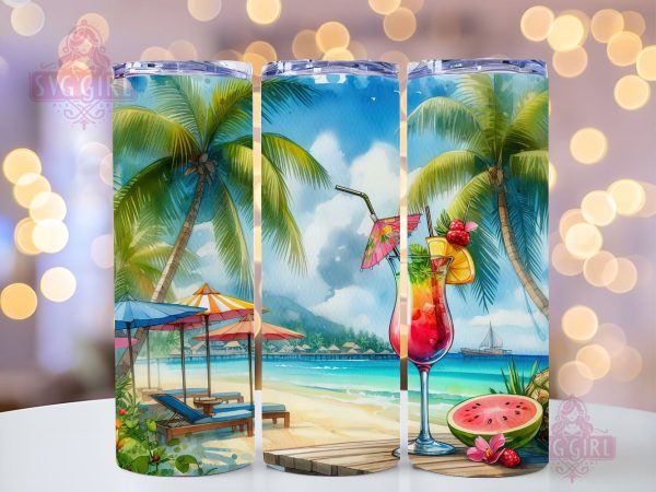Summer Mojito Cocktail 20oz Tumbler Wrap Sublimation Design, Straight Tapered Tumbler Wrap, Day Drinking Season Tumbler Png, Instant Digital Download Online