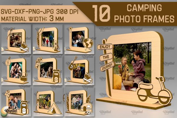 Camping Photo Frames SVG Bundle. Photo Frames Laser Cut on Sale