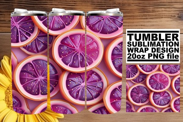 Springtime Fruit Pattern Tumbler Wrap Sublimation Design Hot on Sale