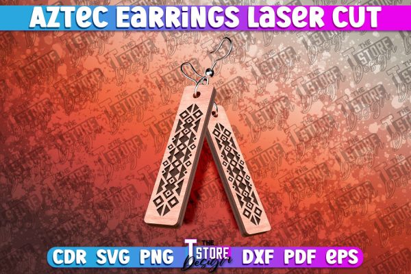 Aztec Earrings Laser Cut | Accessories Laser Cut SVG Design Sale