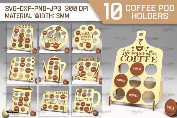 Coffee Pod Holders Laser Cut Bundle. Capsule Holders SVG Online Sale