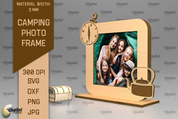 Camping Photo Frame SVG. Photo Frame Laser Cut For Discount