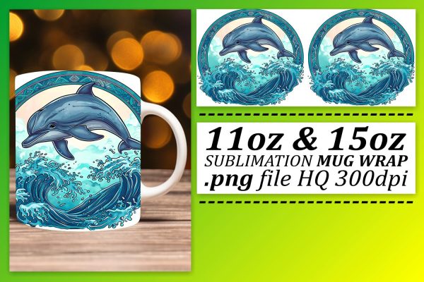 Coastal Watercolor Ocean Fish Sublimation Wrap, Vibrant Sea Life Mug Art Supply