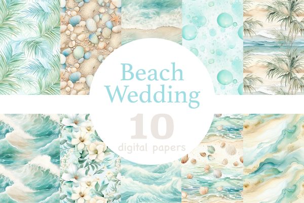 Beach Wedding Digital Papers | Summer Wedding Pattern Sale