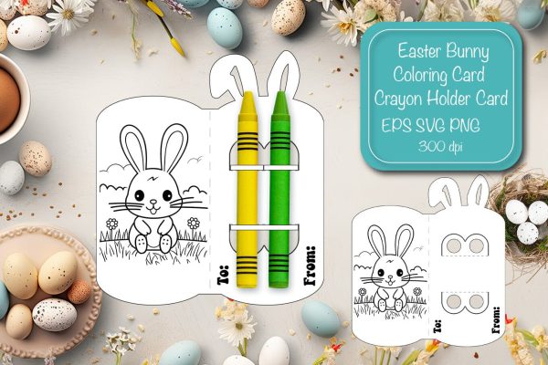 Easter Coloring card Easter Crayon holder Coloring page printable coloring sheet Online Sale