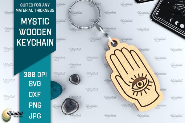 Mystic Wooden Keychain SVG. Magic Keychain Laser Cut For Sale