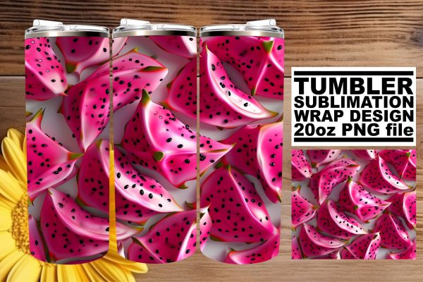 Bright and Fresh Fruit Patterned Tumbler Wrap Sublimation Design Sale