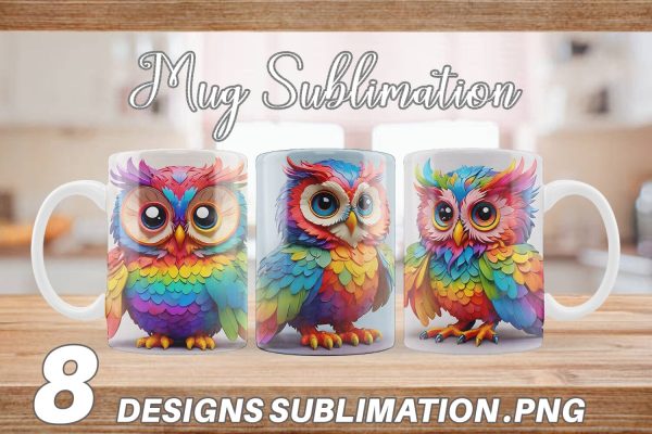 Mug Wrap Owl Colorful For Discount