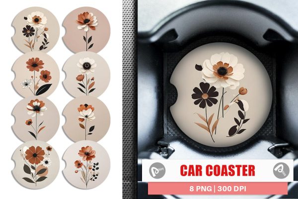 Car Coaster Boho Flower Supply