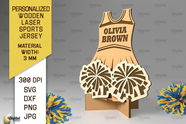 Customized Engraved Wood Сheerleading Player Sports Jersey Sign Online now