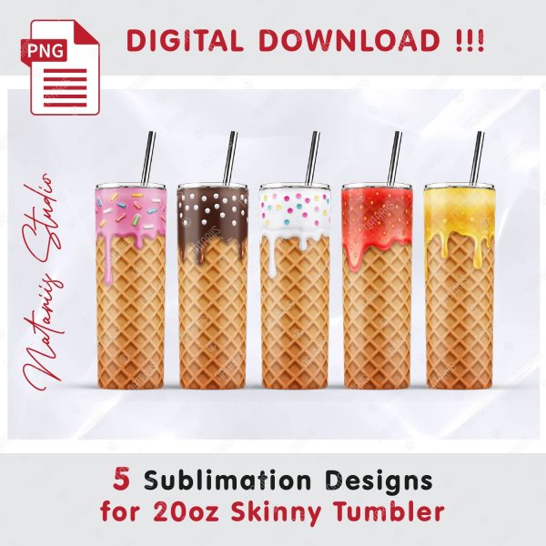 5 Realistic Ice Cream Patterns for 20oz SKINNY TUMBLER. Online