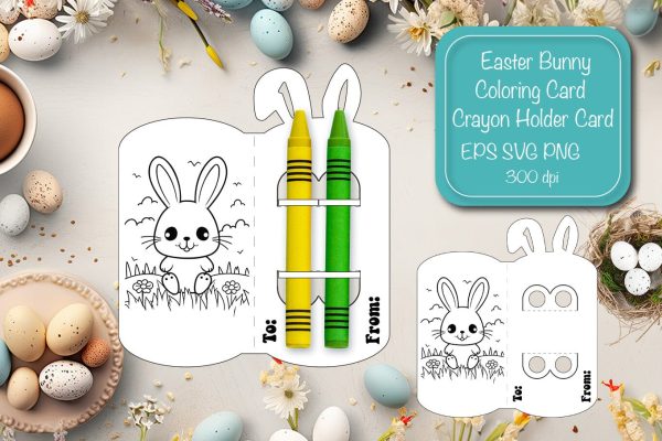 Easter Coloring card Easter Crayon holder Coloring page printable coloring sheet Online now