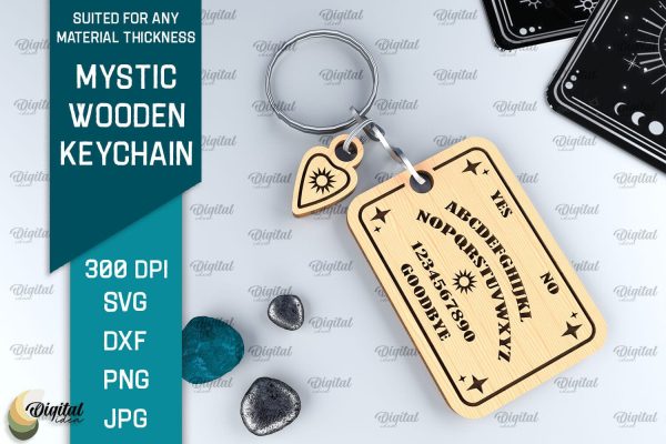 Mystic Wooden Keychain SVG. Magic Keychain Laser Cut Sale