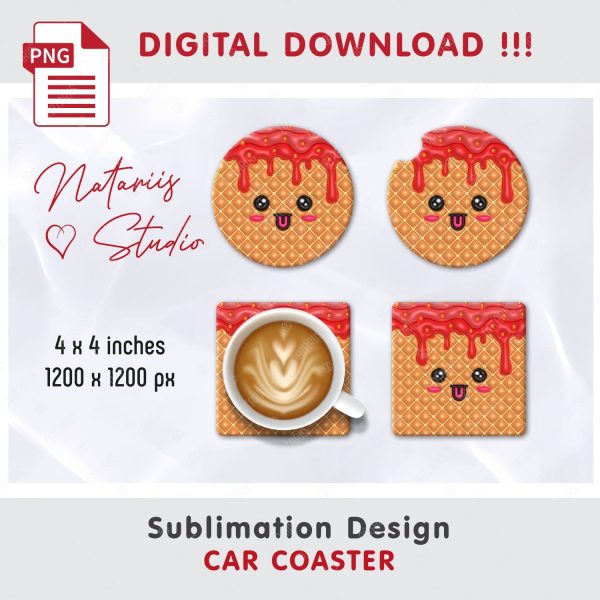 Cute 3D Inflated Puffy Kawaii Ice Cream. Coaster Sublimation. Hot on Sale