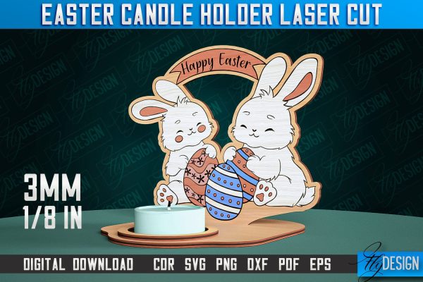 Easter Candle Holder Laser Cut | Happy Easter | CNC File Hot on Sale