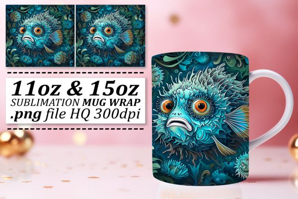 Tranquil Sea Creatures Sublimation Wrap, Coastal Marine Life Mug Art Online Hot Sale