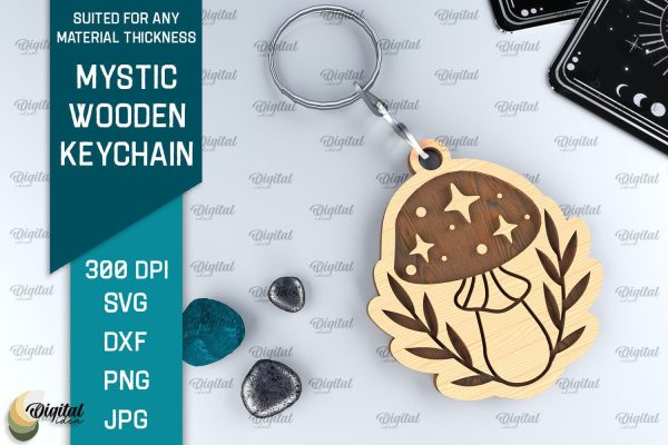 Mystic Wooden Keychain SVG. Magic Keychain Laser Cut Online Hot Sale