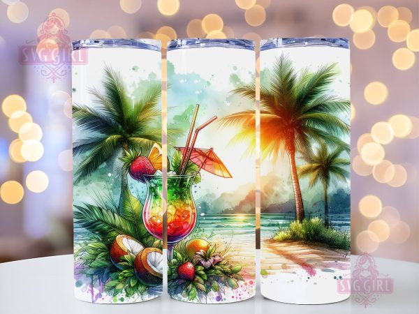 Summer Mojito Cocktail 20oz Tumbler Wrap Sublimation Design, Straight Tapered Tumbler Wrap, Day Drinking Season Tumbler Png, Instant Digital Download Cheap