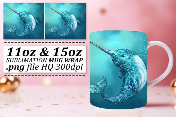 Aquatic Creatures Sublimation Wrap, Vibrant Coastal Sea Life Mug Art Discount