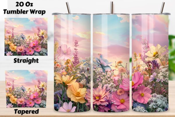 3D Landscape Tumbler Spring Floral, Spring Bloom Night Sky Supply