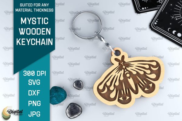 Mystic Wooden Keychain SVG. Magic Keychain Laser Cut For Discount