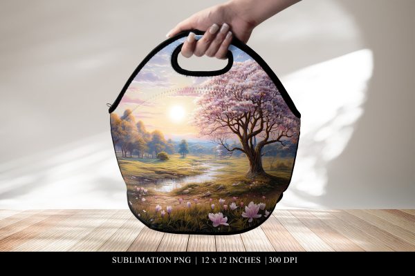 Fantasy Magnolia Lunch Bag Design, Sublimation PNG Supply