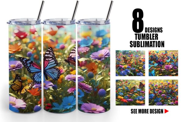 Tumbler Wrap Flower and Butterfly For Sale