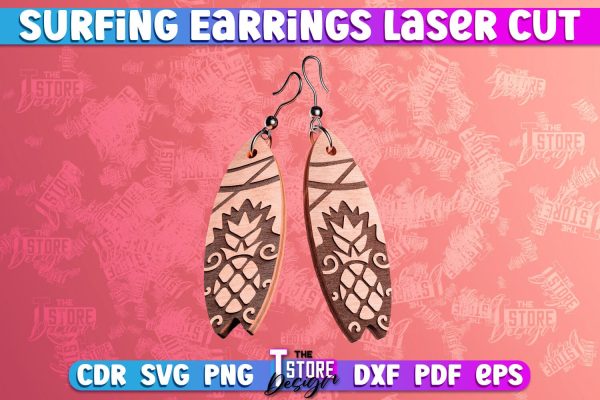 Surfing Earrings Laser Cut | Accessories Laser Cut Design | CNC Files For Discount