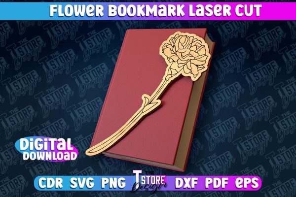Flower Bookmark Laser Cut | Bookmark Laser Cut Design | CNC Files Sale